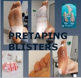 Pretaping  for blister prevention before a run  or hike